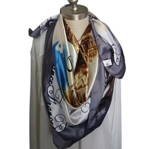 Souvenir De Paris France Eiffel Tower Scarf. Multicolor